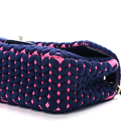 Chanel Woven Jersey Medium Single Flap Pink Navy 10 of 10