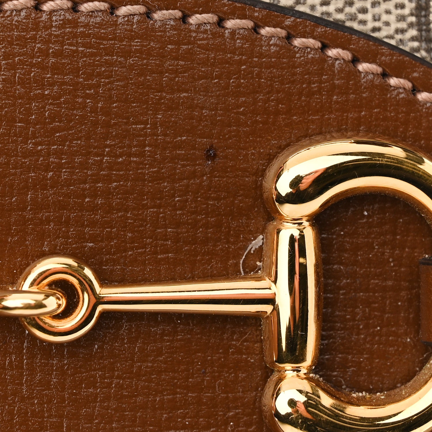 Gucci GG Supreme Monogram Azalea Calfskin Mini Horsebit 1955 Top Handle Bag Beige Ebony Brown Sugar 13 of 13