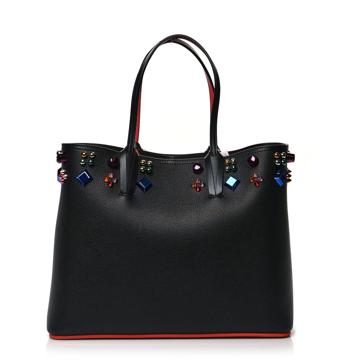 Calfskin Empire Spike Studded East West Cabata Tote Black