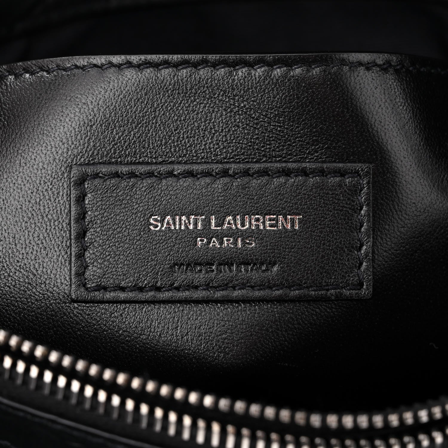 Saint Laurent Calfskin Crocodile Embossed Medium West Hollywood Monogram Fold-Over Black 6 of 10