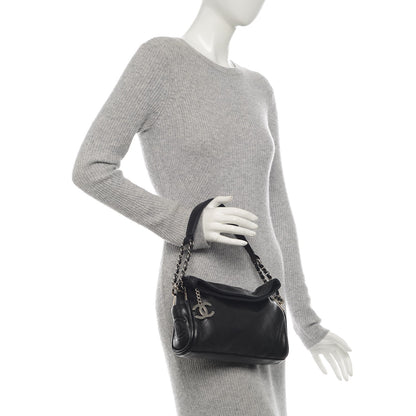 Chanel Lambskin Stitched Small Ultimate Soft Tote Black 2 of 7