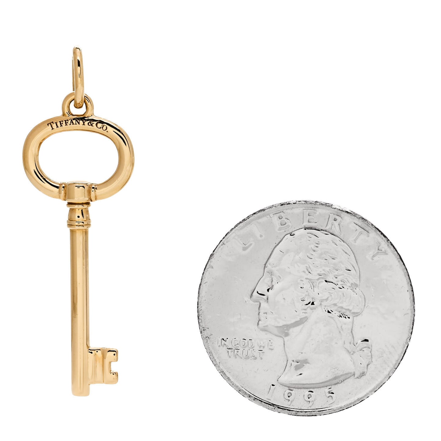 18K Yellow Gold Small Oval Key Pendant