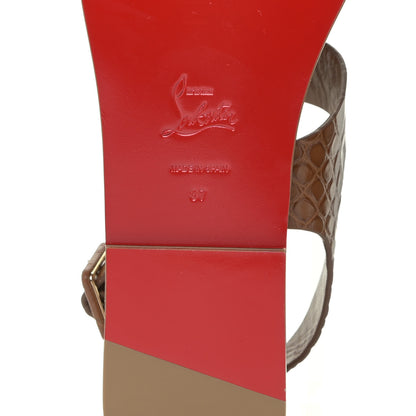 Christian Louboutin Calfskin Crocodile Embossed Cubongo Sandal Flats 37 Biscotto 9 of 12