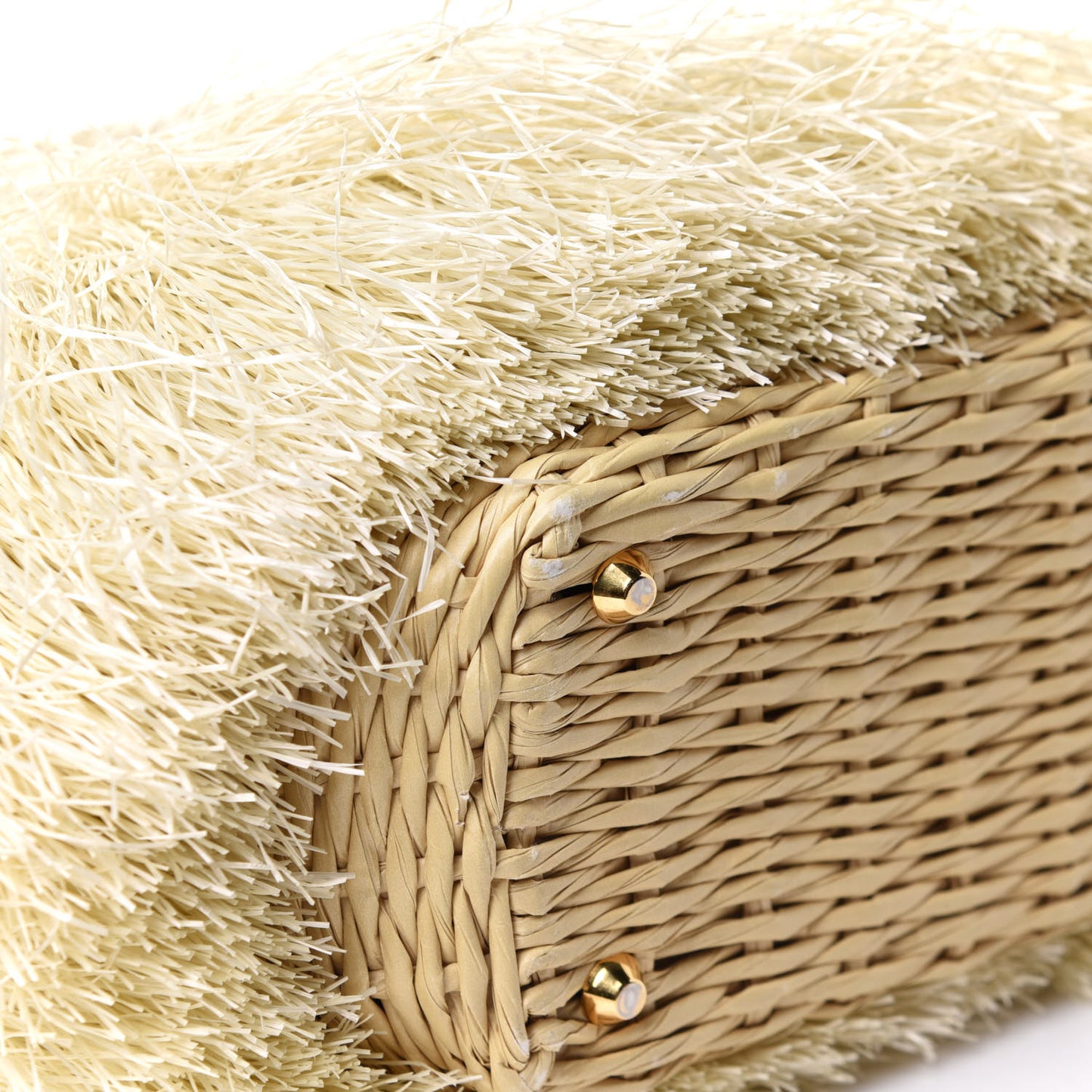 Wicker Woven Straw Fringe Small Convertible Basket Bag Naturale