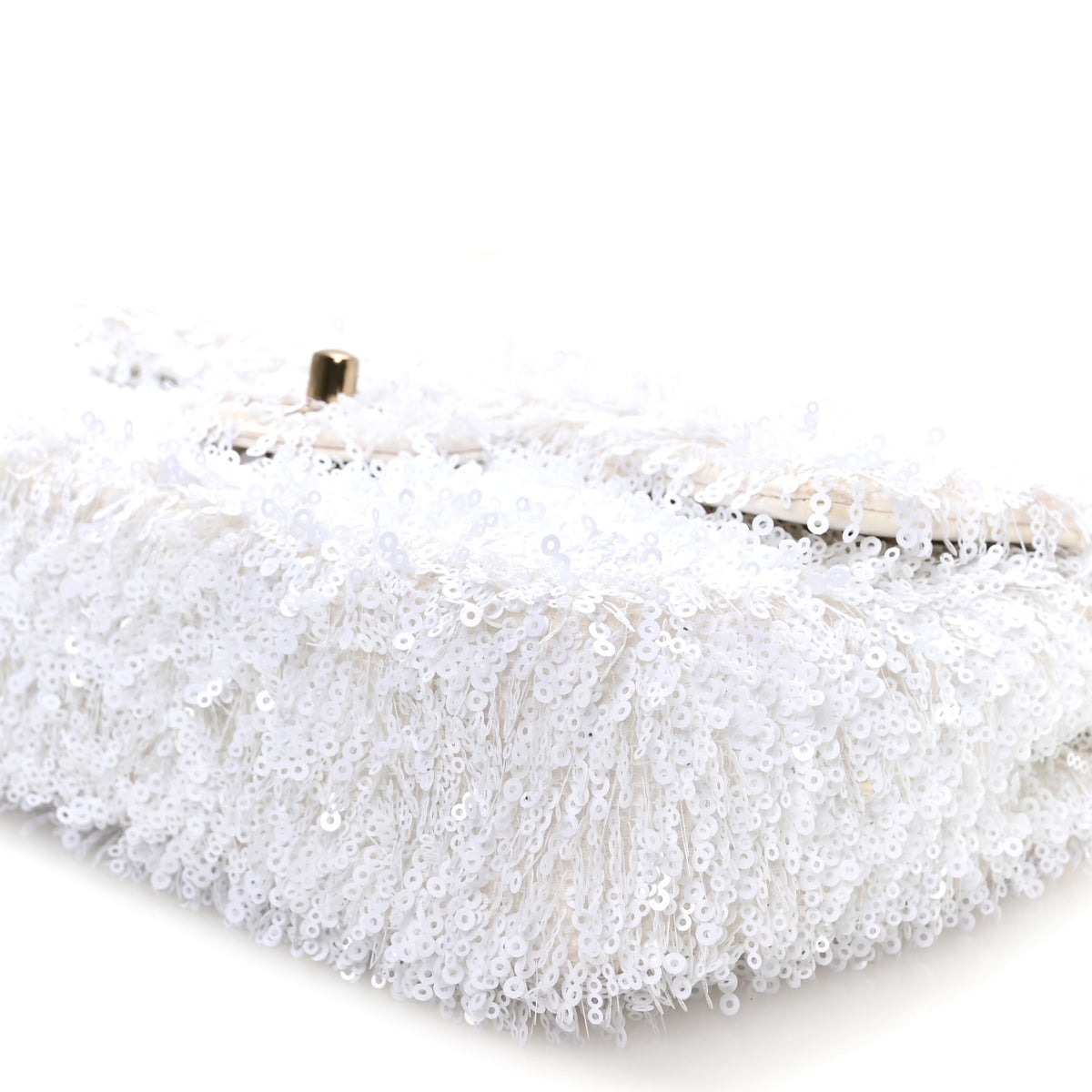 Sequin Mini Rectangular Flap White