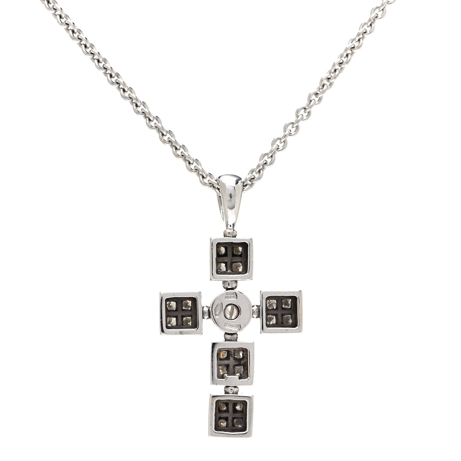 Bulgari 18K White Gold Diamond Lucia Latin Cross Pendant Necklace 6 of 6