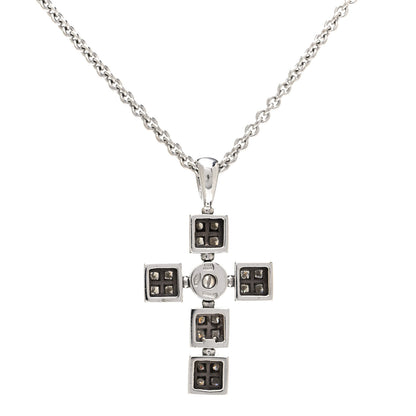 Bulgari 18K White Gold Diamond Lucia Latin Cross Pendant Necklace 6 of 6