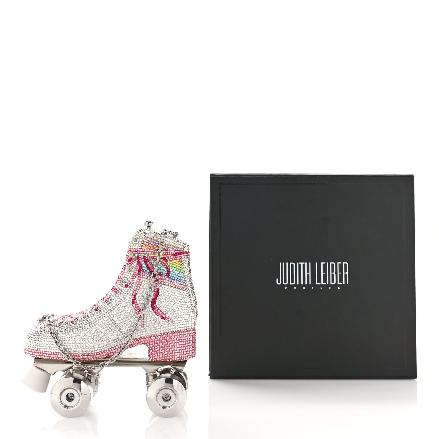 Swarovski Crystal Let's Roll Rollerskate Minaudiere Clutch Silver Multicolor