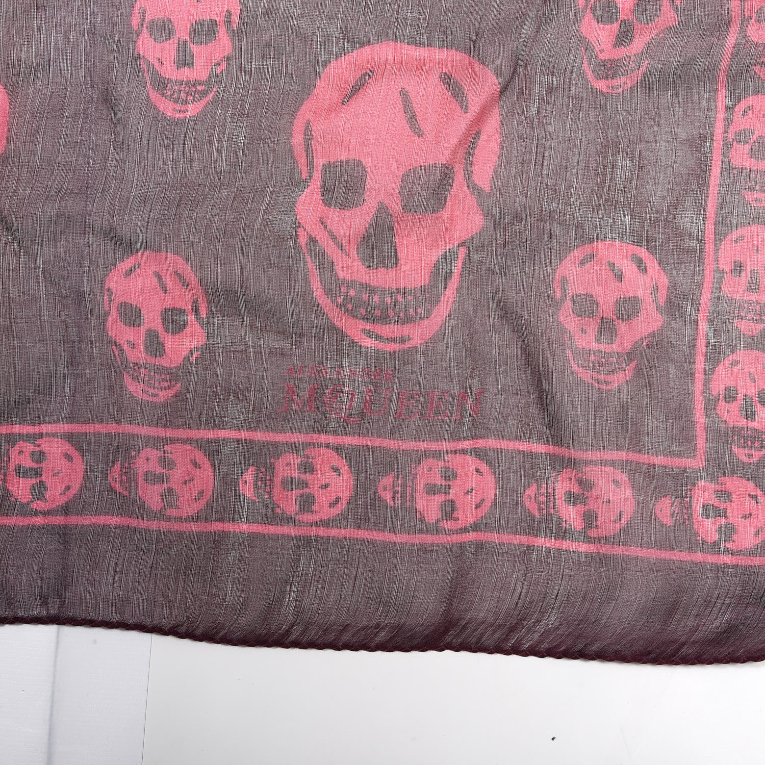 Alexander McQueen Silk Chiffon Skull Scarf Bordeaux Pink 2 of 3