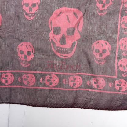 Alexander McQueen Silk Chiffon Skull Scarf Bordeaux Pink 2 of 3