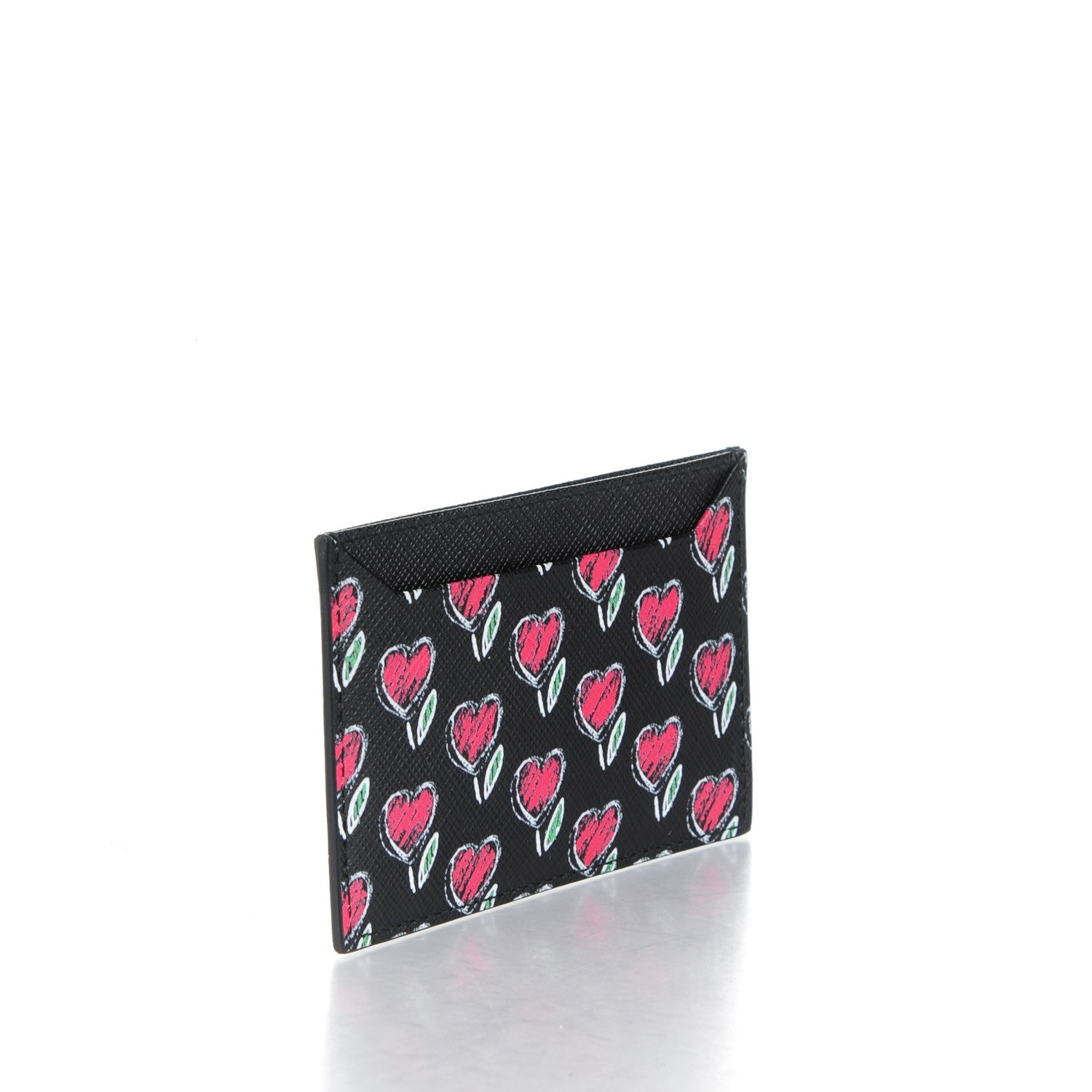 Prada Saffiano Love Print Metal Card Case Black 3 of 7