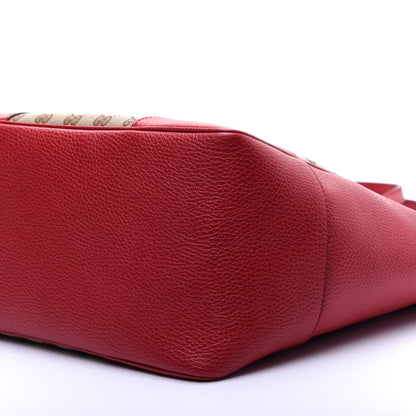 Gucci Monogram Bree Zippered Tote Beige Red 7 of 12