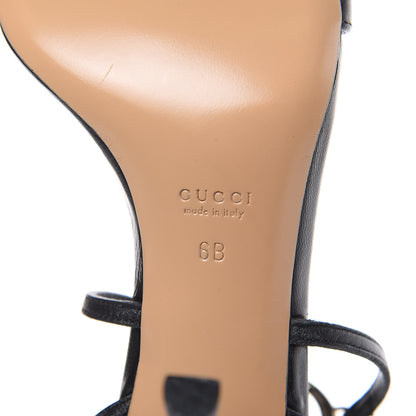 Gucci Calfskin Interlocking G Ankle Strap Sandals 6 Black 7 of 9