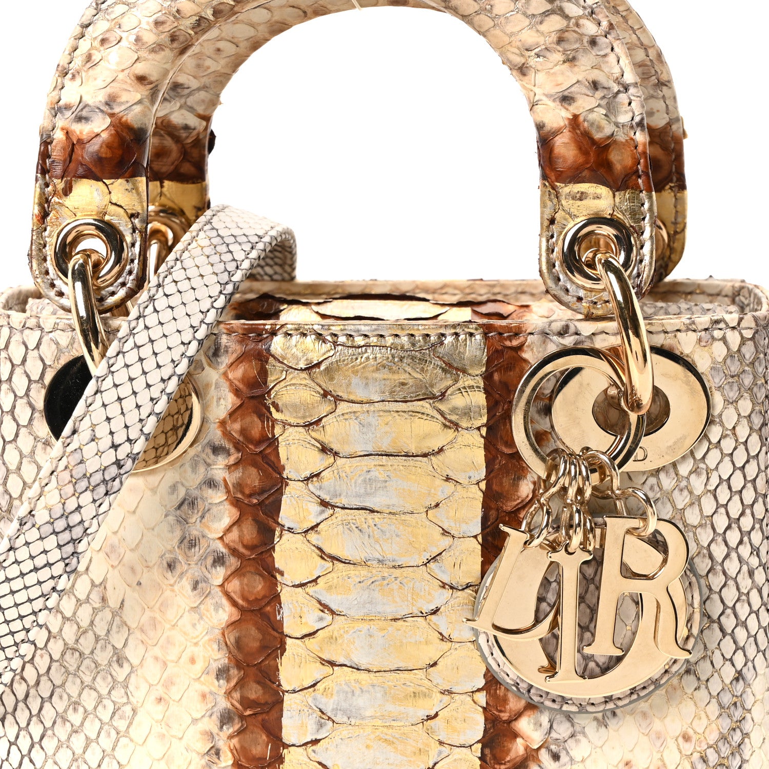 Christian Dior Snakeskin Mini Lady Dior Beige Gold 7 of 9