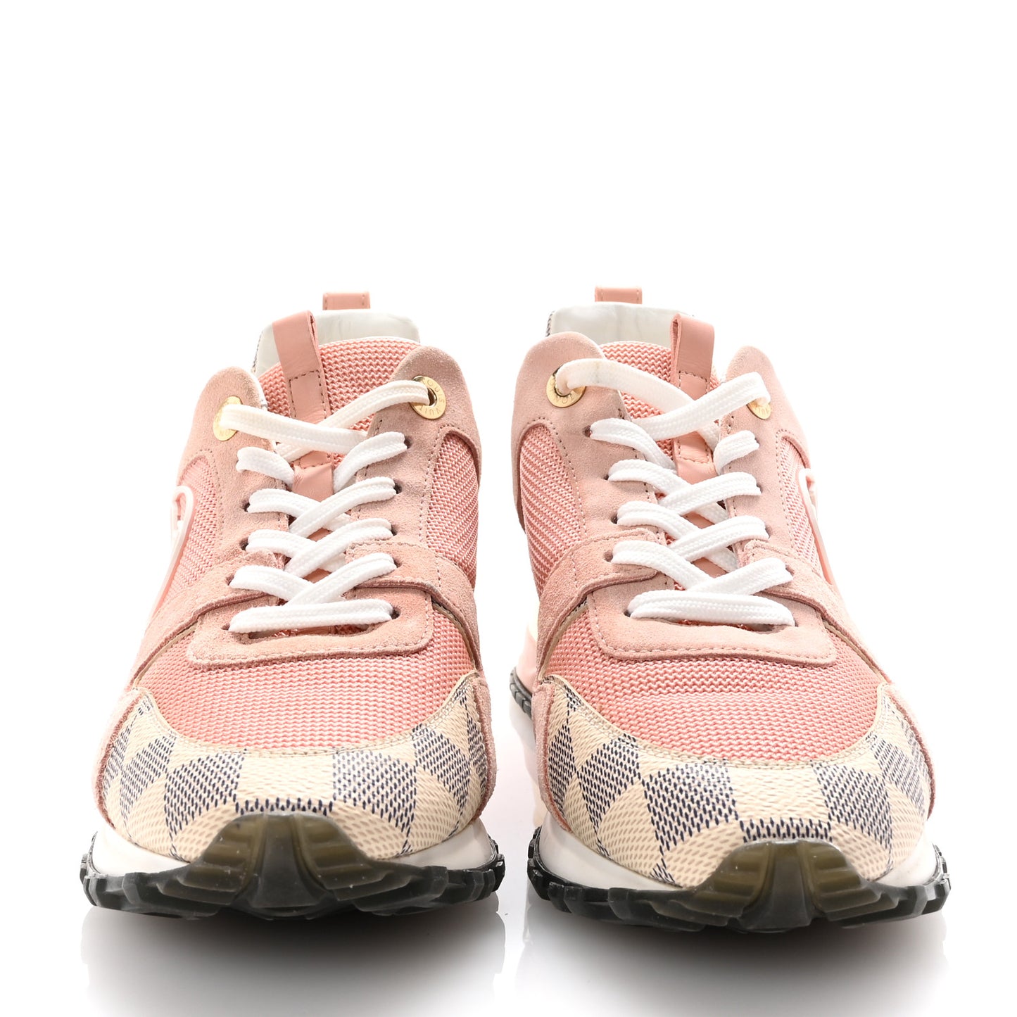 Suede Damier Azur Run Away Sneakers 37 Pink