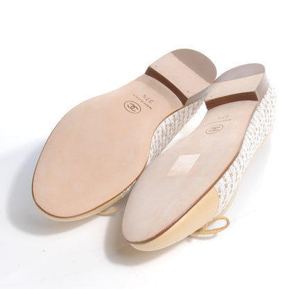 Chanel Tweed Ballet Flats 37.5 White 5 of 7