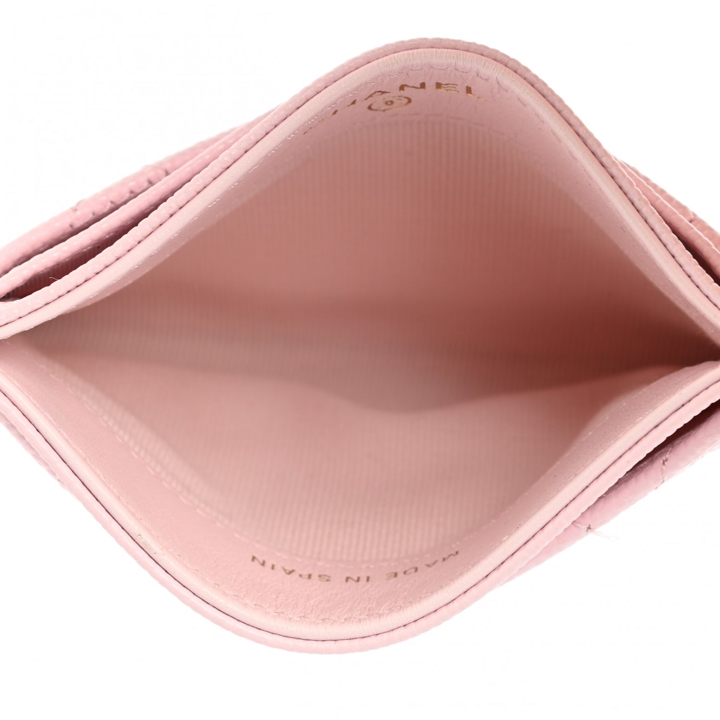 Caviar Quilted Card Holder Light Pink