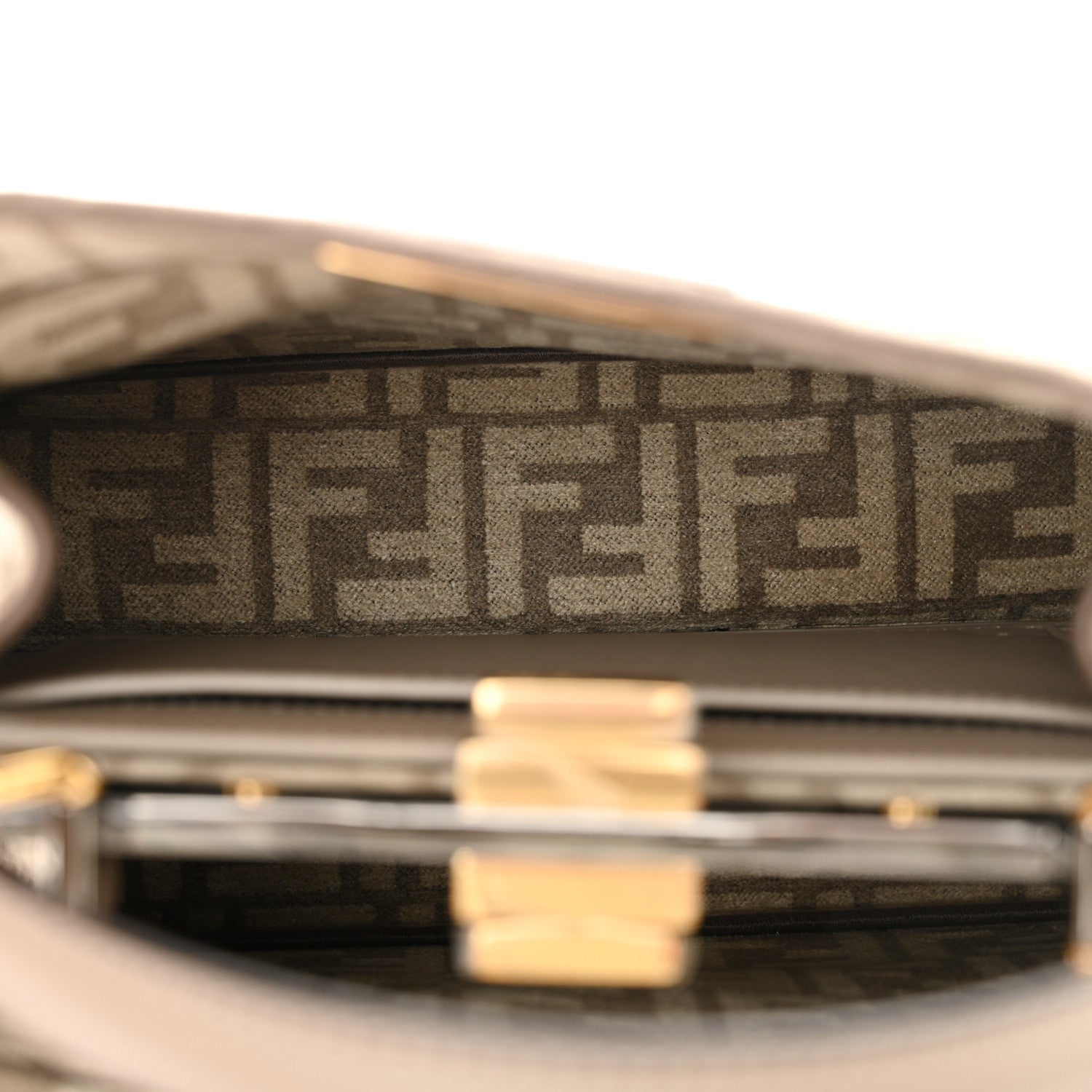 Fendi Chenille Vitello Seta FF Small Peekaboo I SEE U Satchel Tortora Nuvola 6 of 11