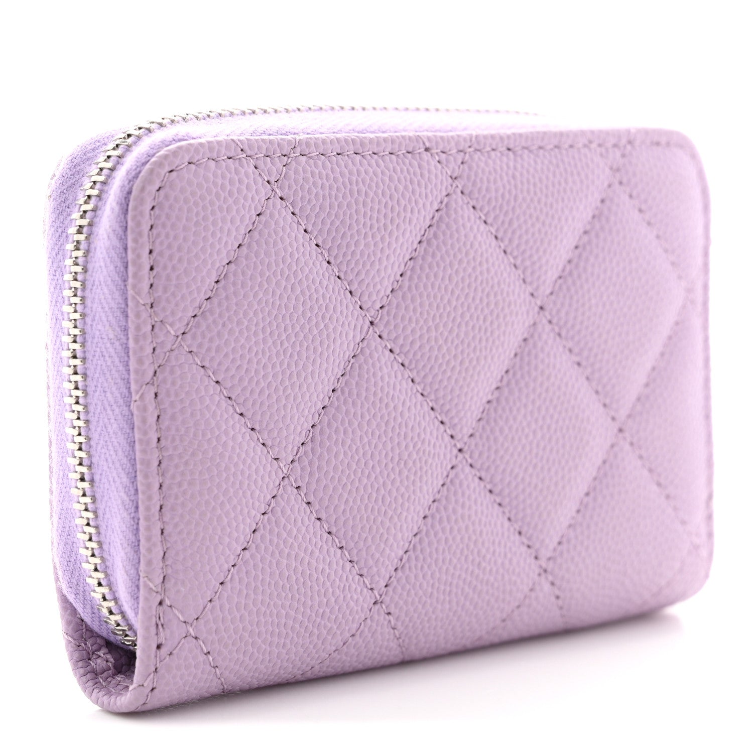 Chanel Caviar Quilted CC Logo Zip Coin Purse Purple 3 of 9