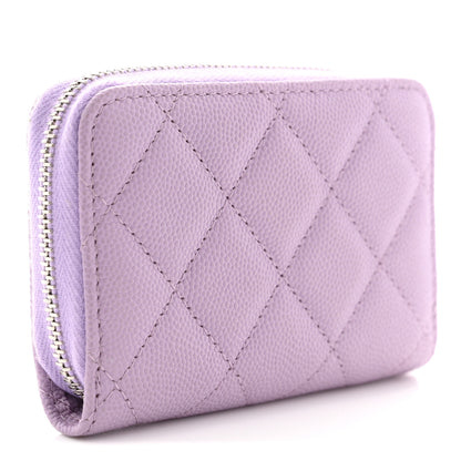 Chanel Caviar Quilted CC Logo Zip Coin Purse Purple 3 of 9