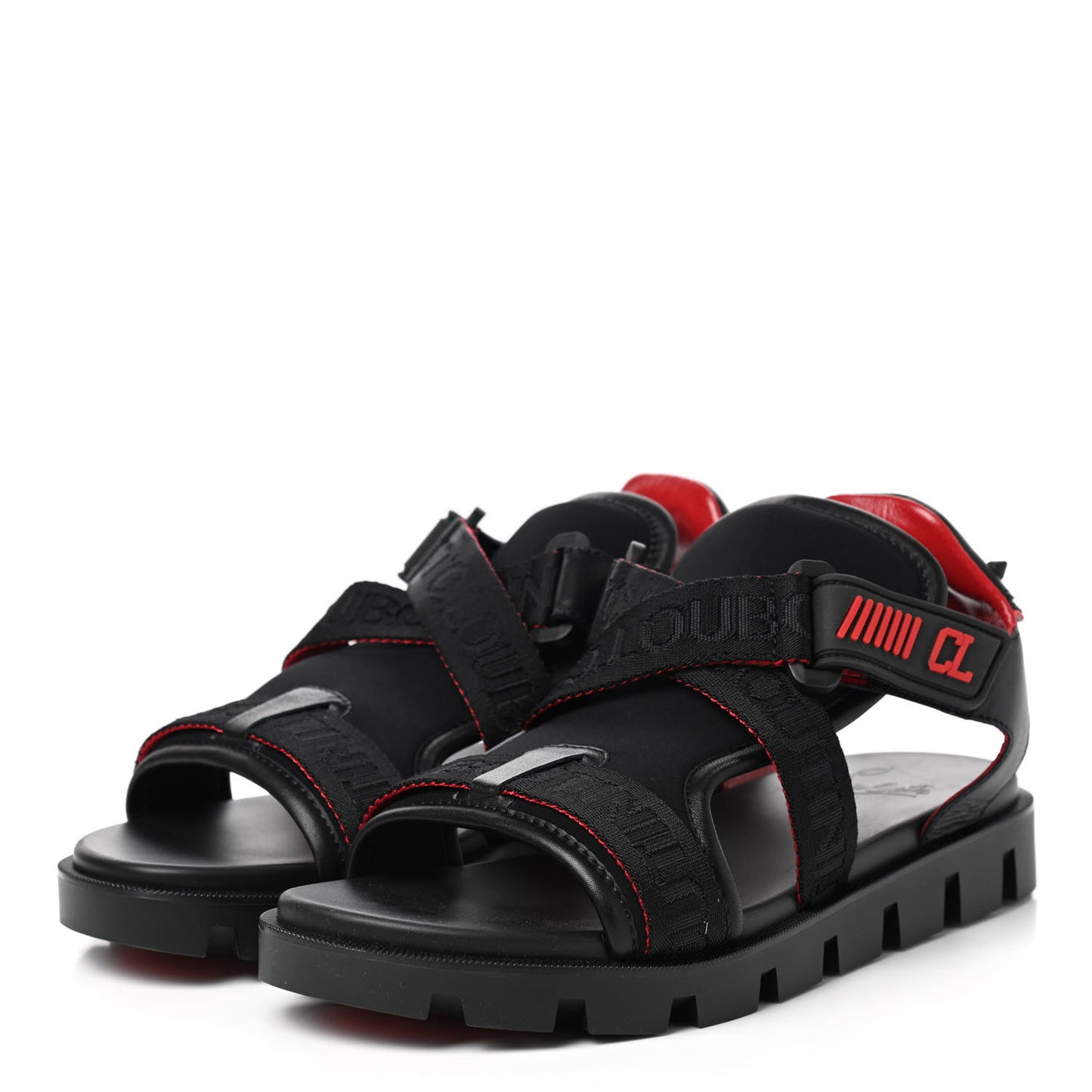 Calfskin Velcrissimo Flat Sandals 39 Black