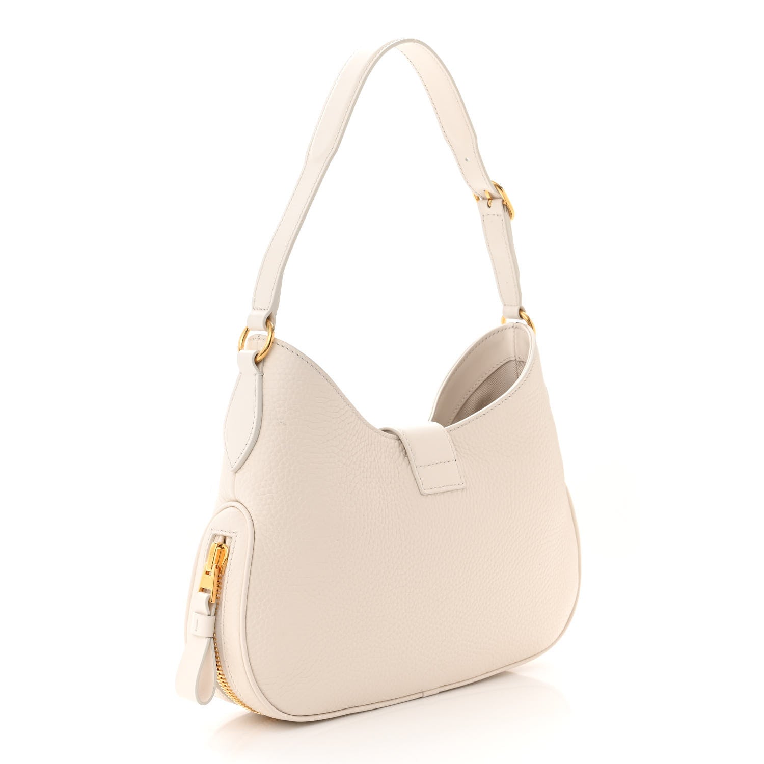Tom Ford Pebbled Calfskin Monarch Hobo Bag Chalk 3 of 12