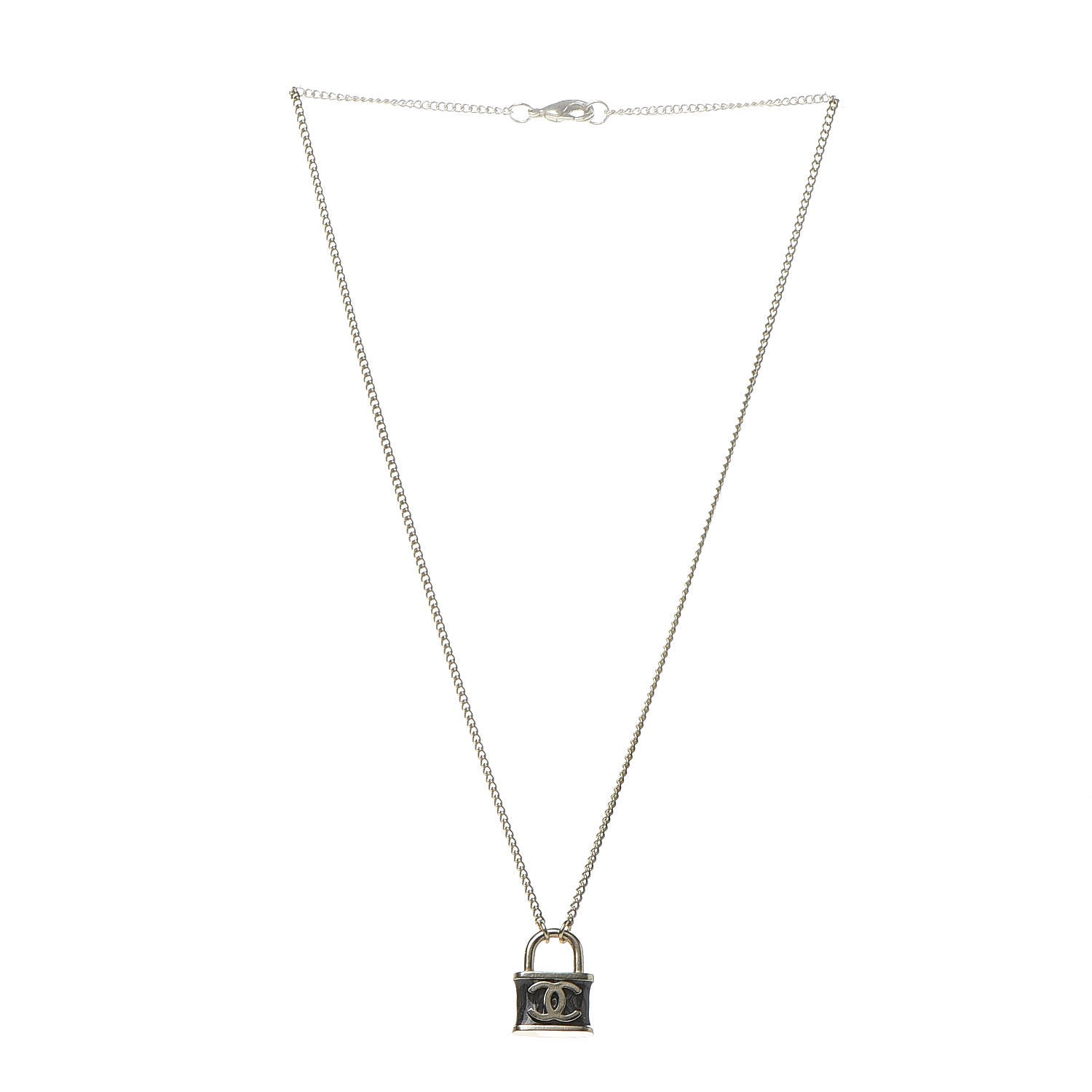 Chanel Resin Lock Necklace Black Gold 3 of 6