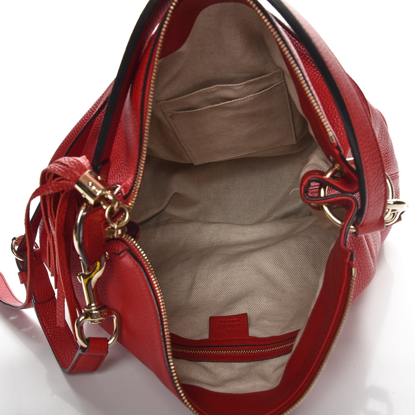 Pebbled Calfskin Large Soho Hobo Tabasco Red