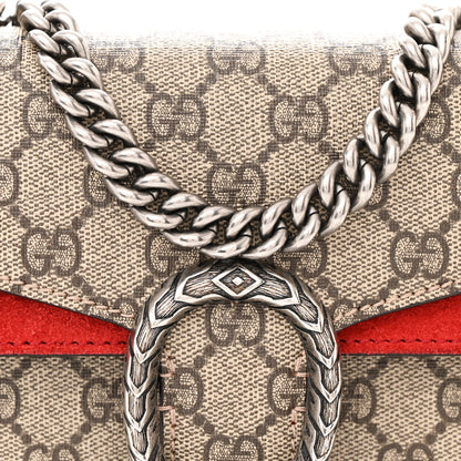 Gucci GG Supreme Monogram Suede Mini Dionysus Shoulder Bag Beige Ebony Vulcanic Red 8 of 12