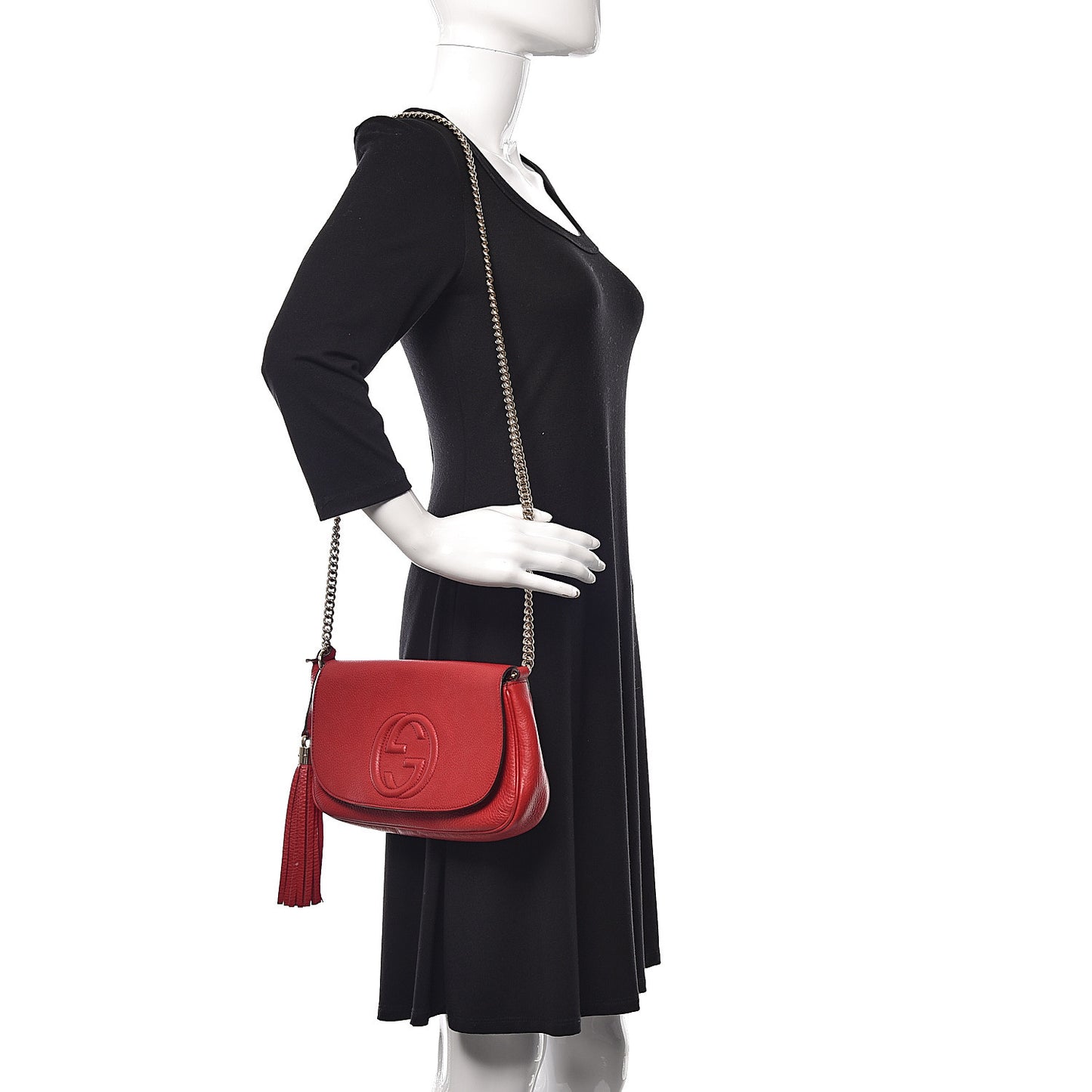 Pebbled Calfskin Medium Soho Flap Crossbody Vibrant Red