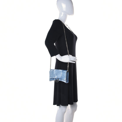 Balenciaga Nappa Denim Printed Hourglass Chain Bag Denim Blue 2 of 9