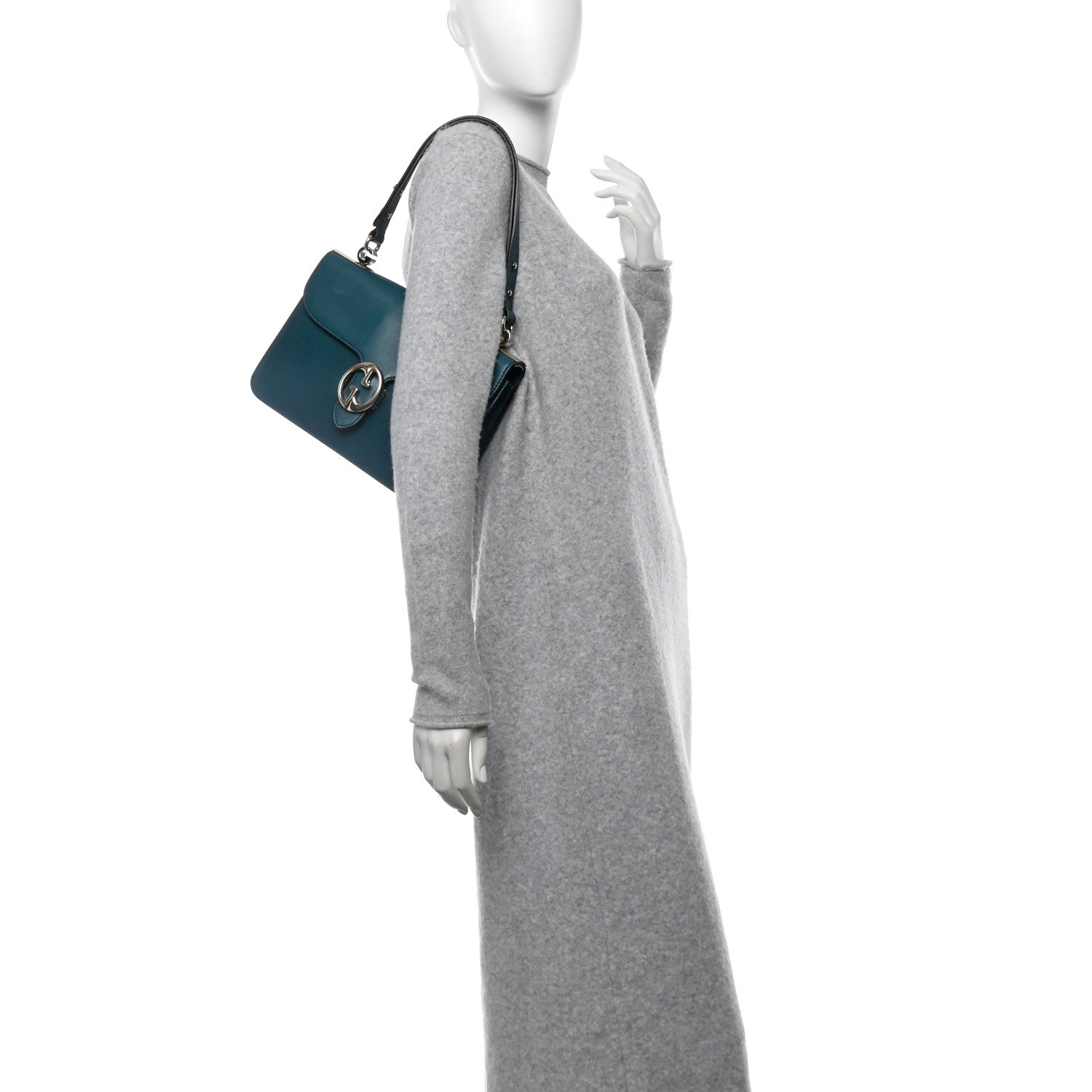 Gucci Calfskin Medium 1973 Shoulder Flap Bag Turquoise 2 of 13