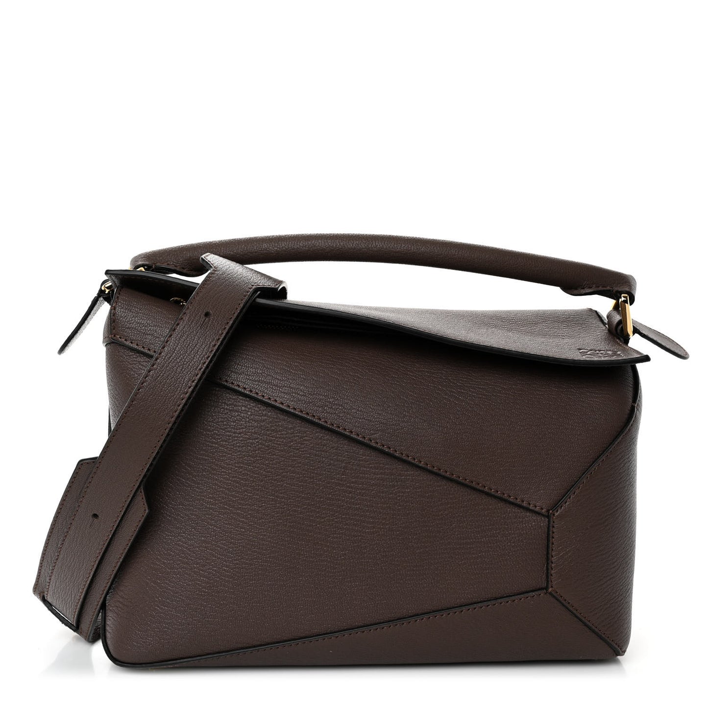 Goatskin Medium Puzzle Edge Bag Taupe