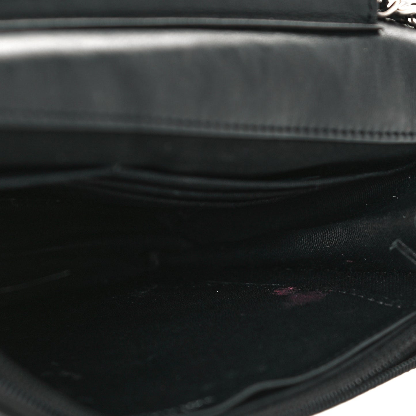 Patent Quilted Wallet On Chain WOC Black