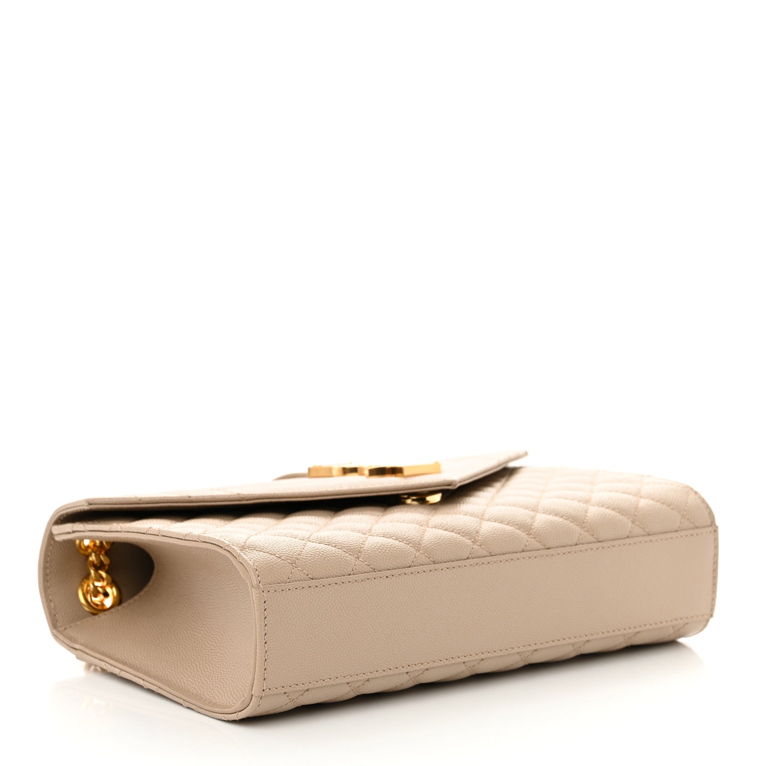 Saint Laurent Grain De Poudre Textured Mixed Matelasse Medium Triquilt Monogram Satchel Dark Latte 4 of 10