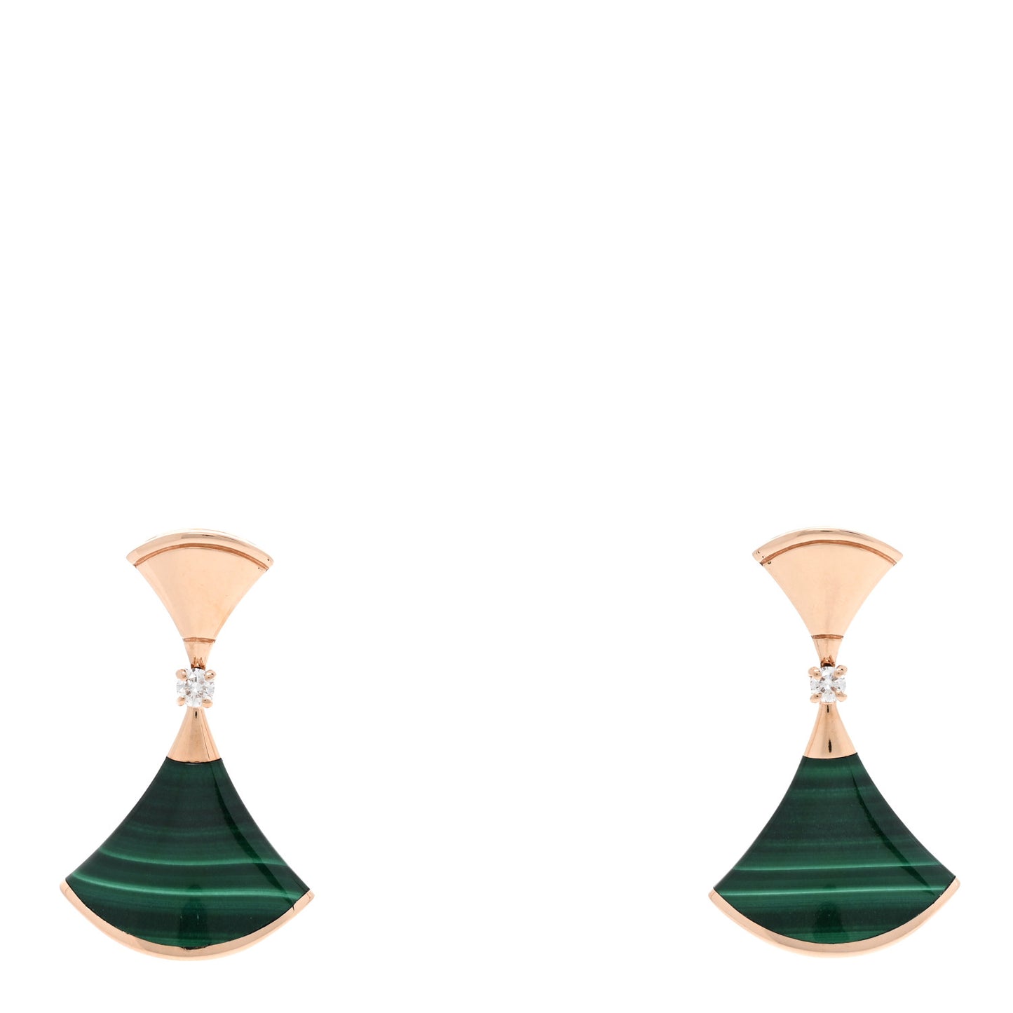 18K Yellow Gold Diamond Malachite Divas' Dream Earrings