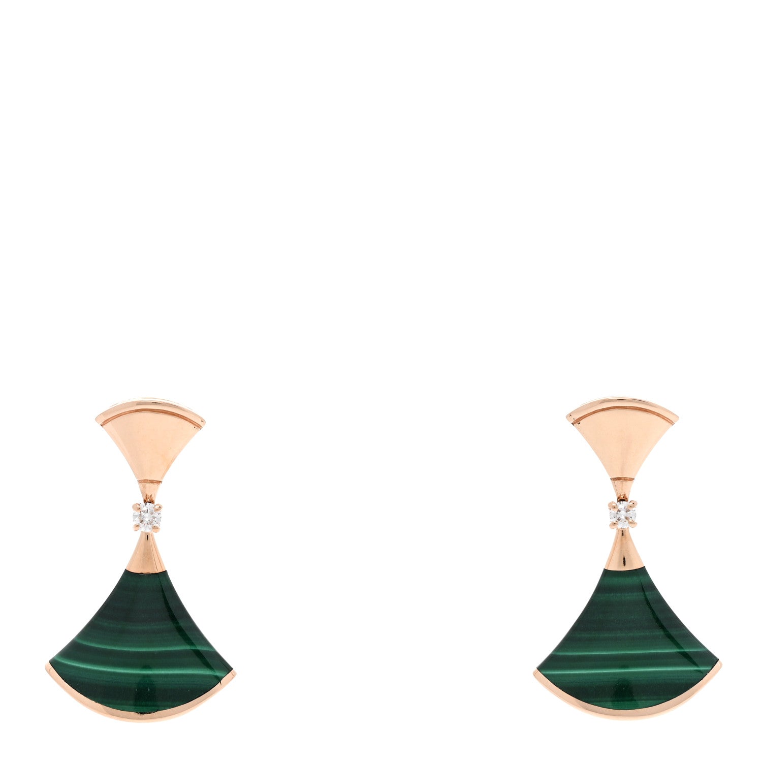 Bulgari 18K Yellow Gold Diamond Malachite Divas' Dream Earrings 1 of 4