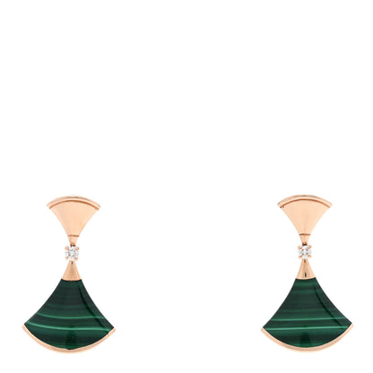Bulgari 18K Yellow Gold Diamond Malachite Divas' Dream Earrings 1 of 4