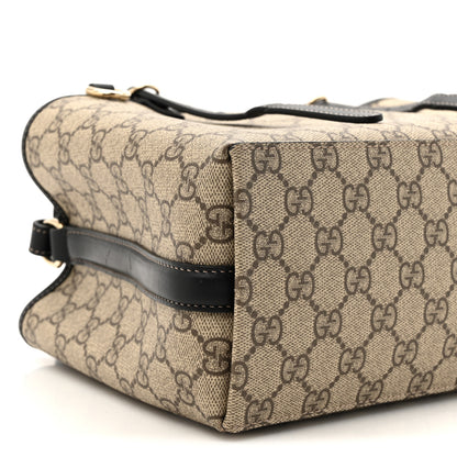Gucci GG Supreme Monogram Emblem Small Tote Bag Beige Black 10 of 11