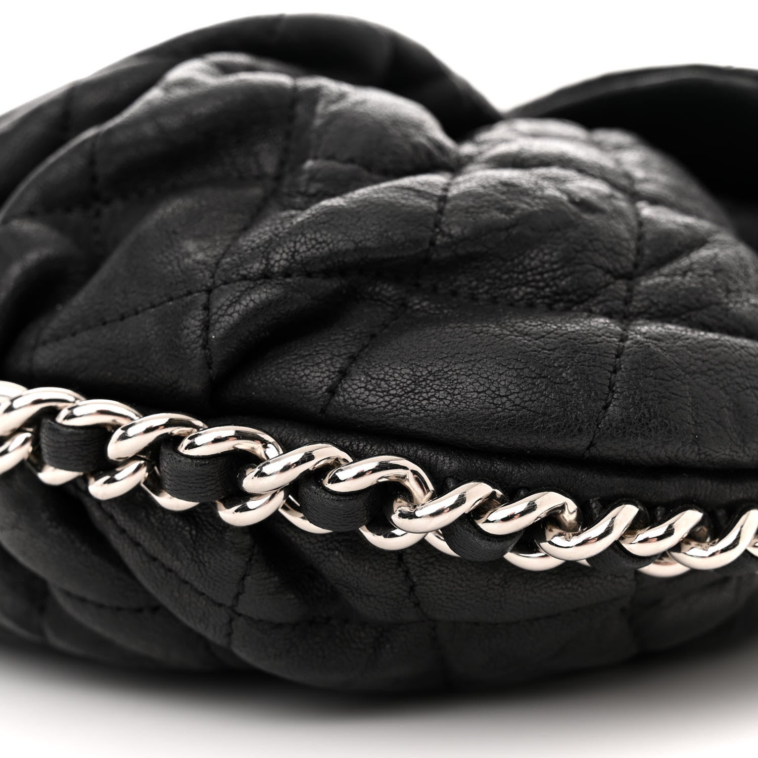 Chanel Washed Lambskin Quilted Medium Chain Around Messenger Black 10 of 13