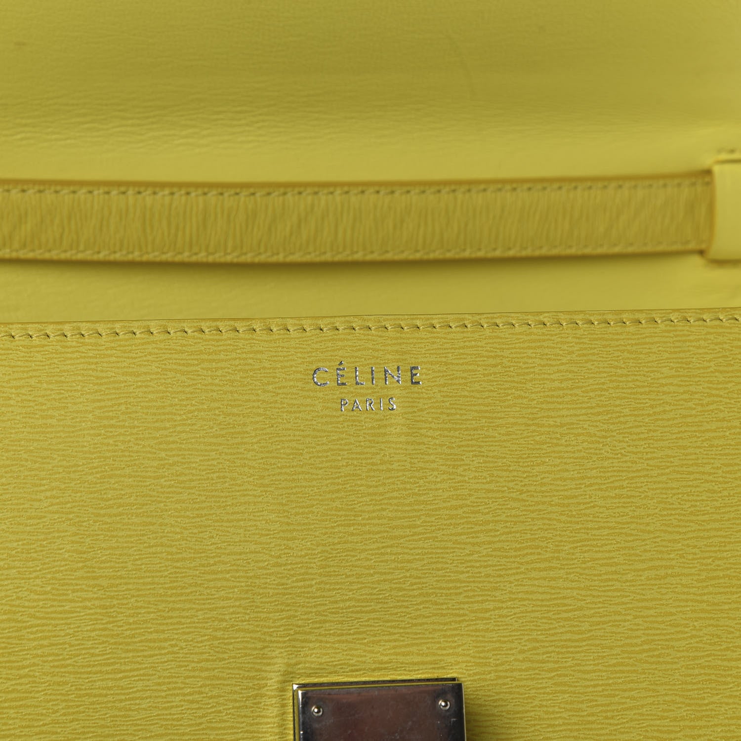 Celine Liege Calfskin Medium Classic Box Flap Bag Fluo Yellow 6 of 10