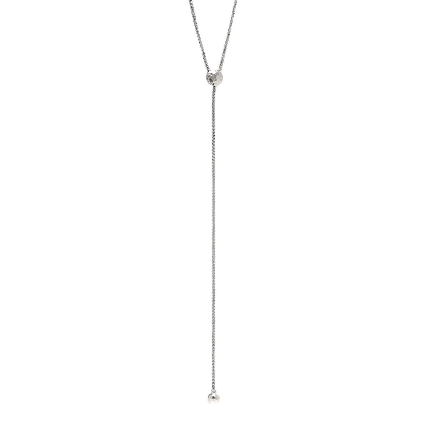 Sterling Silver Classic Chain Hammered Y Necklace