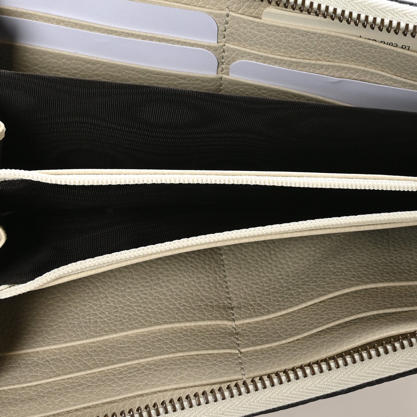 Calfskin Logo Zip Around Wallet White