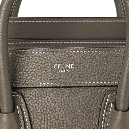 Celine Drummed Calfskin Nano Luggage Souris 7 of 10