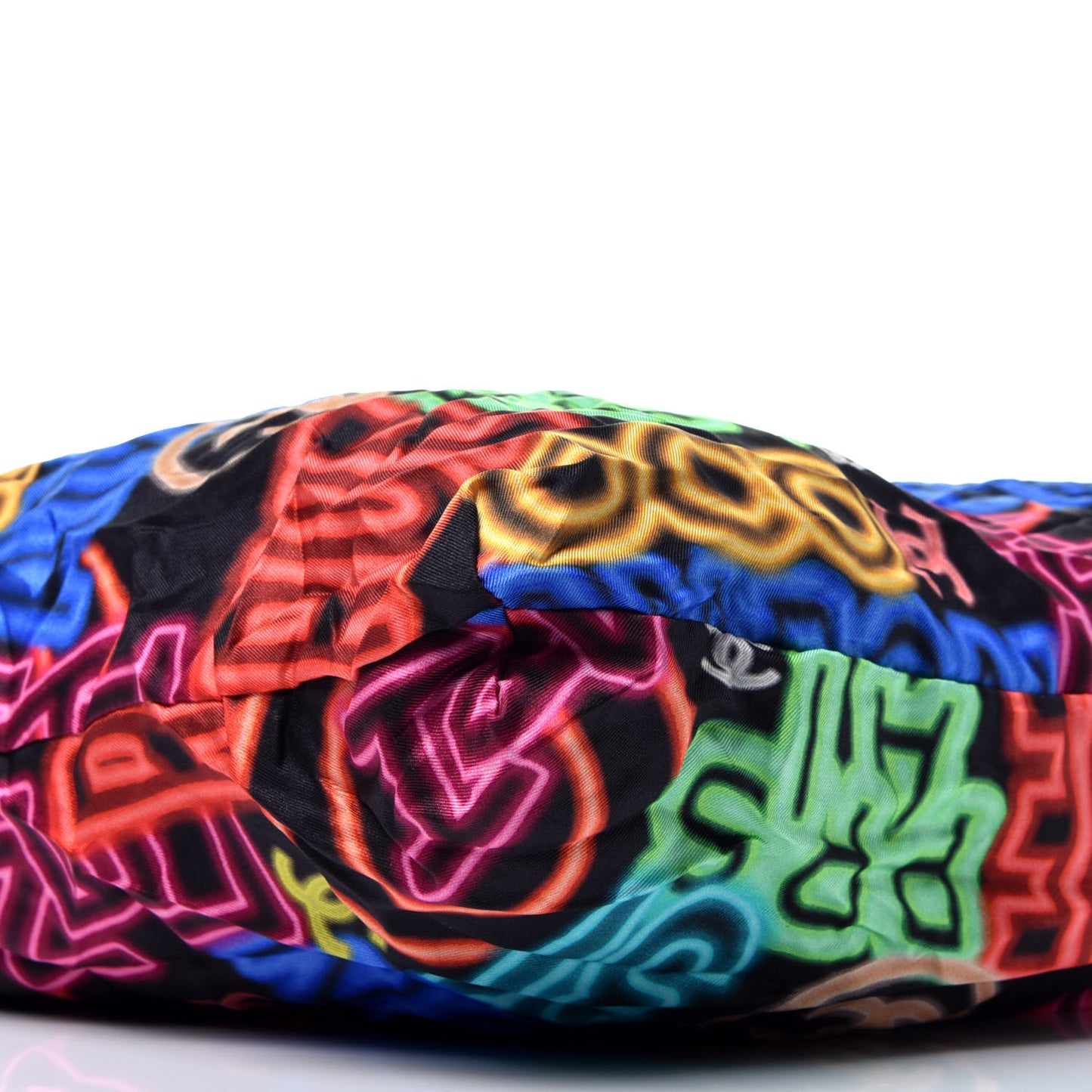 Caviar Fabric Graffiti Foldable Tote Bag With Chain Black Multicolor