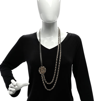 Chanel Metallic Lambskin CC Long Chain Necklace Gold Silver 2 of 5