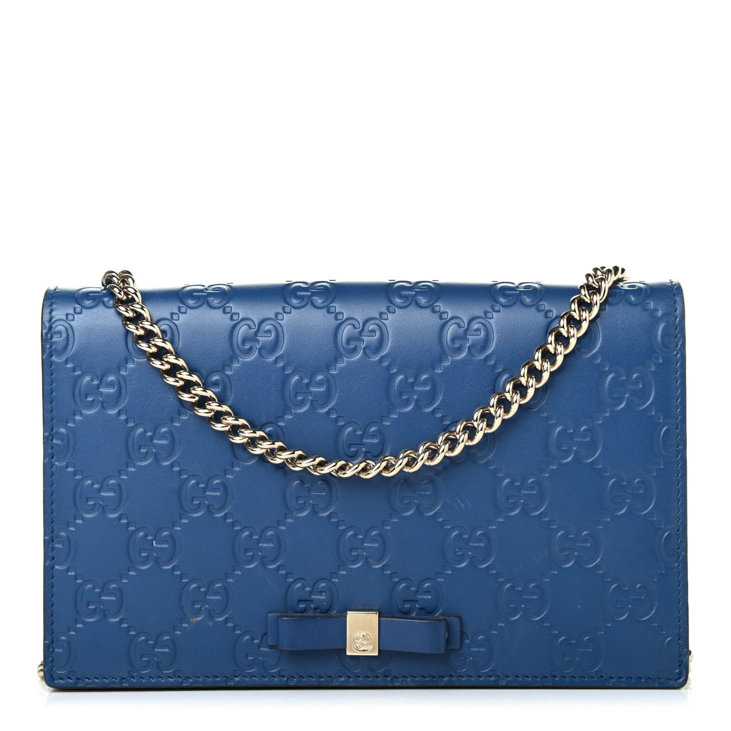 Guccissima Signature Bi-Color Bowy Chain Wallet Blue Dark Cipria