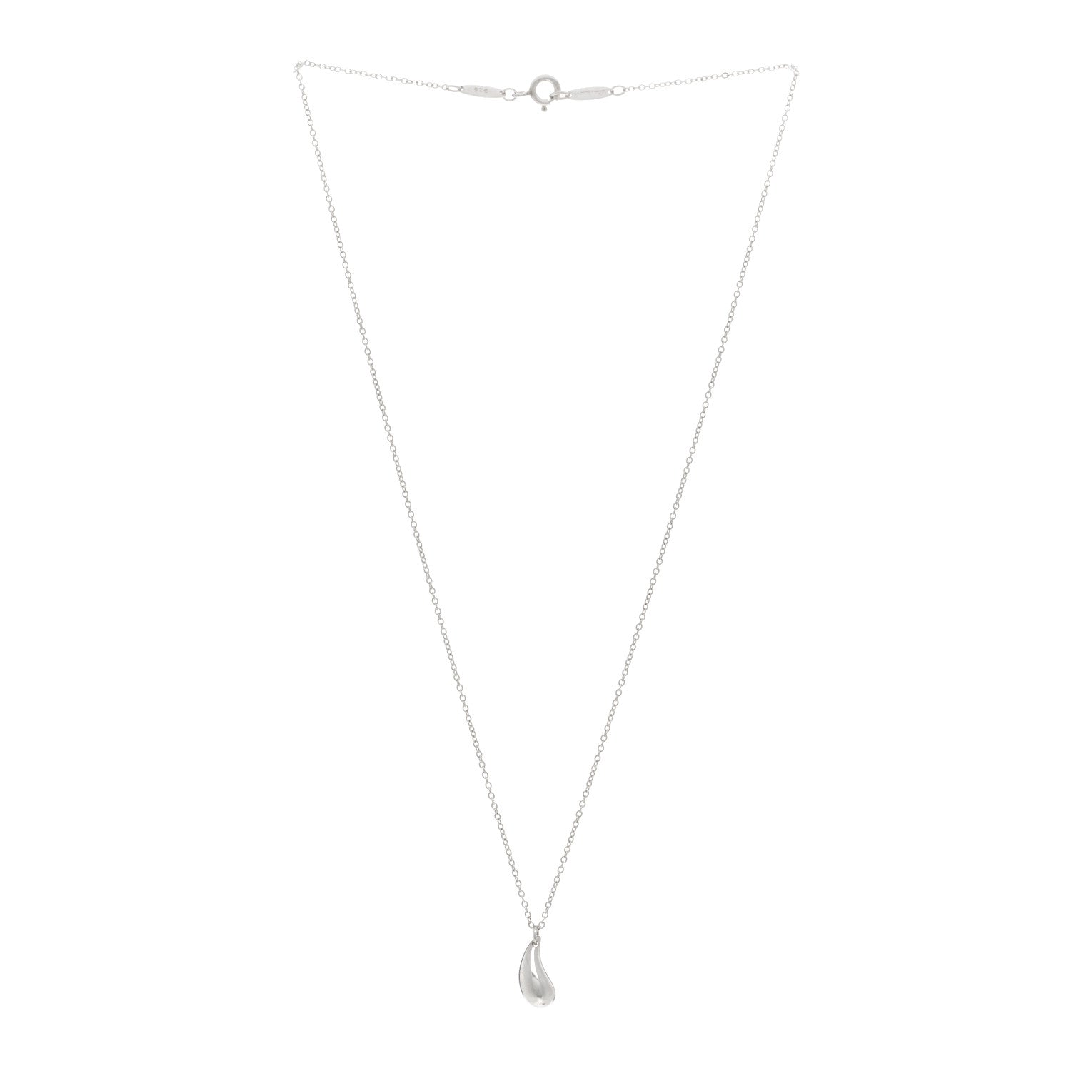 Tiffany Sterling Silver 12mm Elsa Peretti Teardrop Pendant Necklace 3 of 4