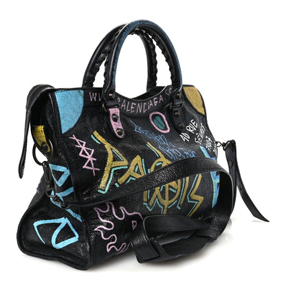 Balenciaga Agneau Graffiti All Over Classic Hardware City Black Multicolor 3 of 10