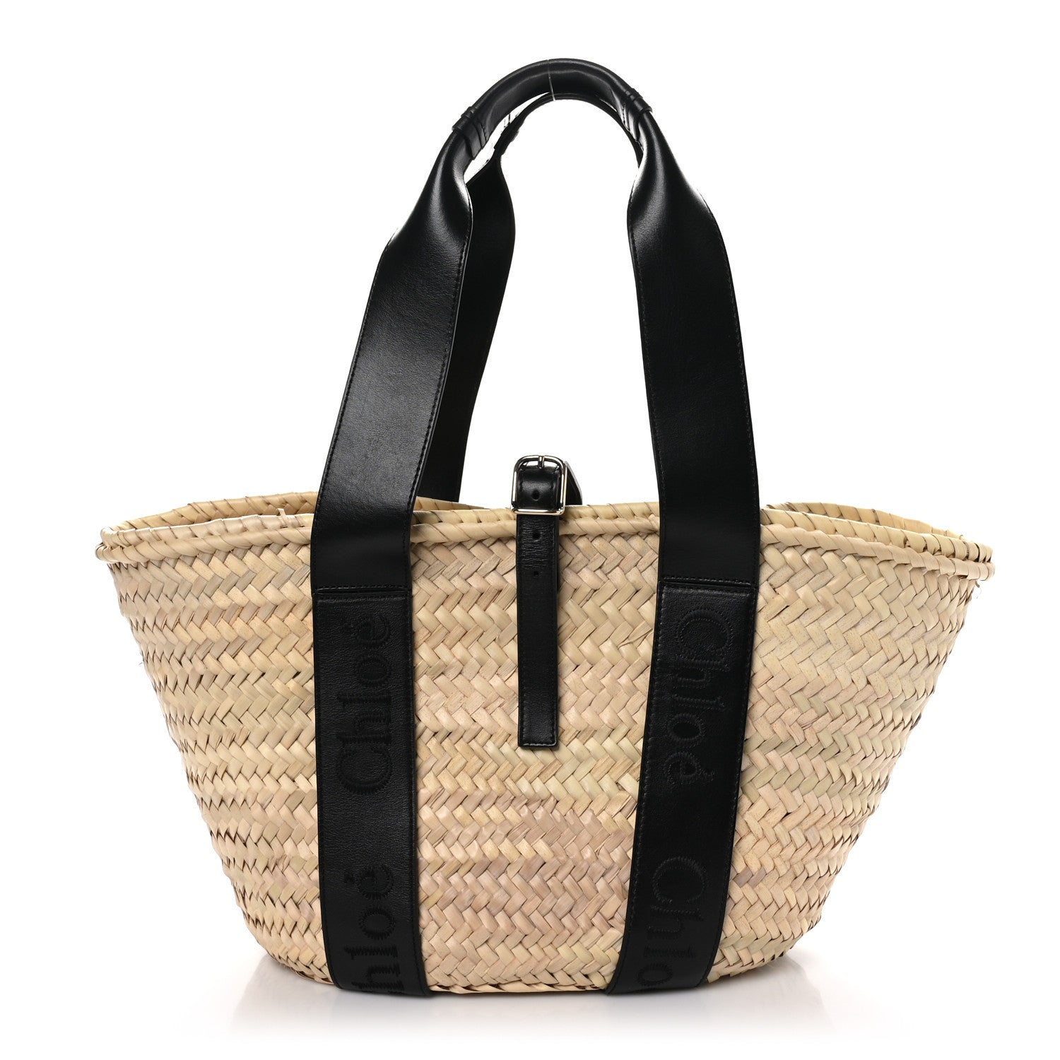 Chloe Raffia Smooth Calfskin Medium Sense Basket Black 1 of 9